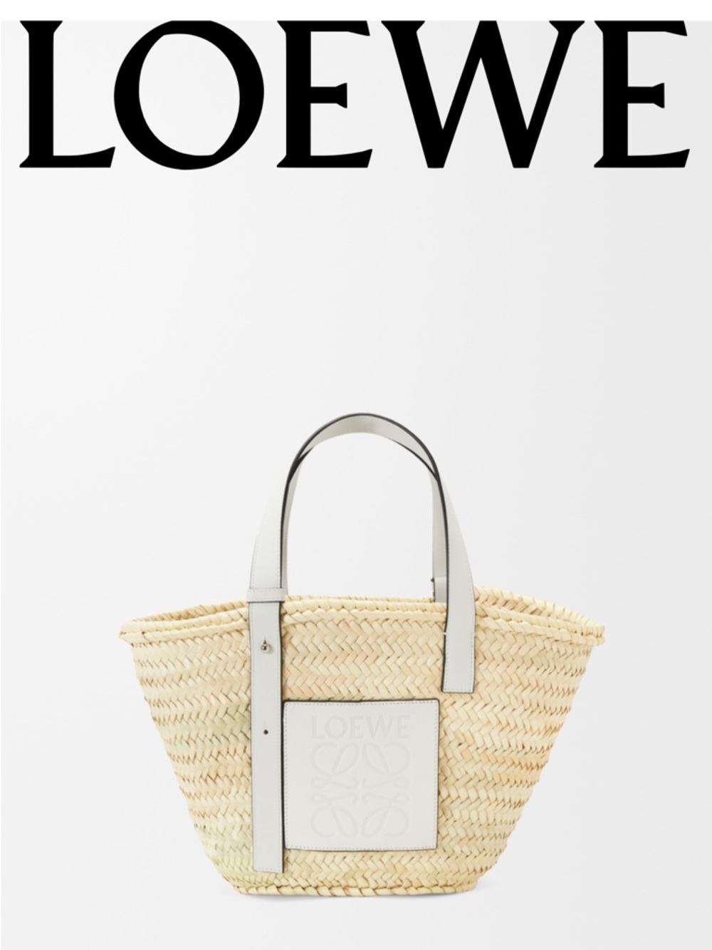 Loewe Natural Straw Tote with White Leather Trim
